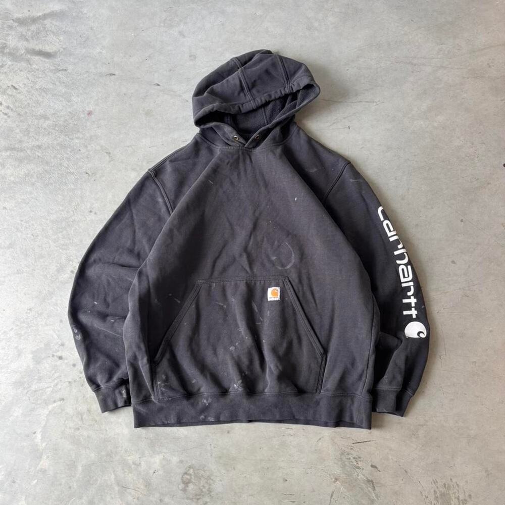 Y2k faded black carhartt painted hoodie